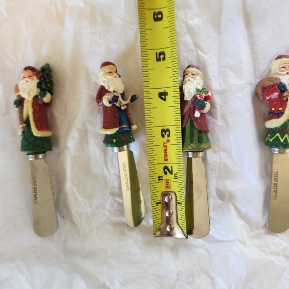 Santa Claus Christmas Rustic Cheese Spreader Knife Set Charcuterie Vintage 1990s - Picture 8 of 8